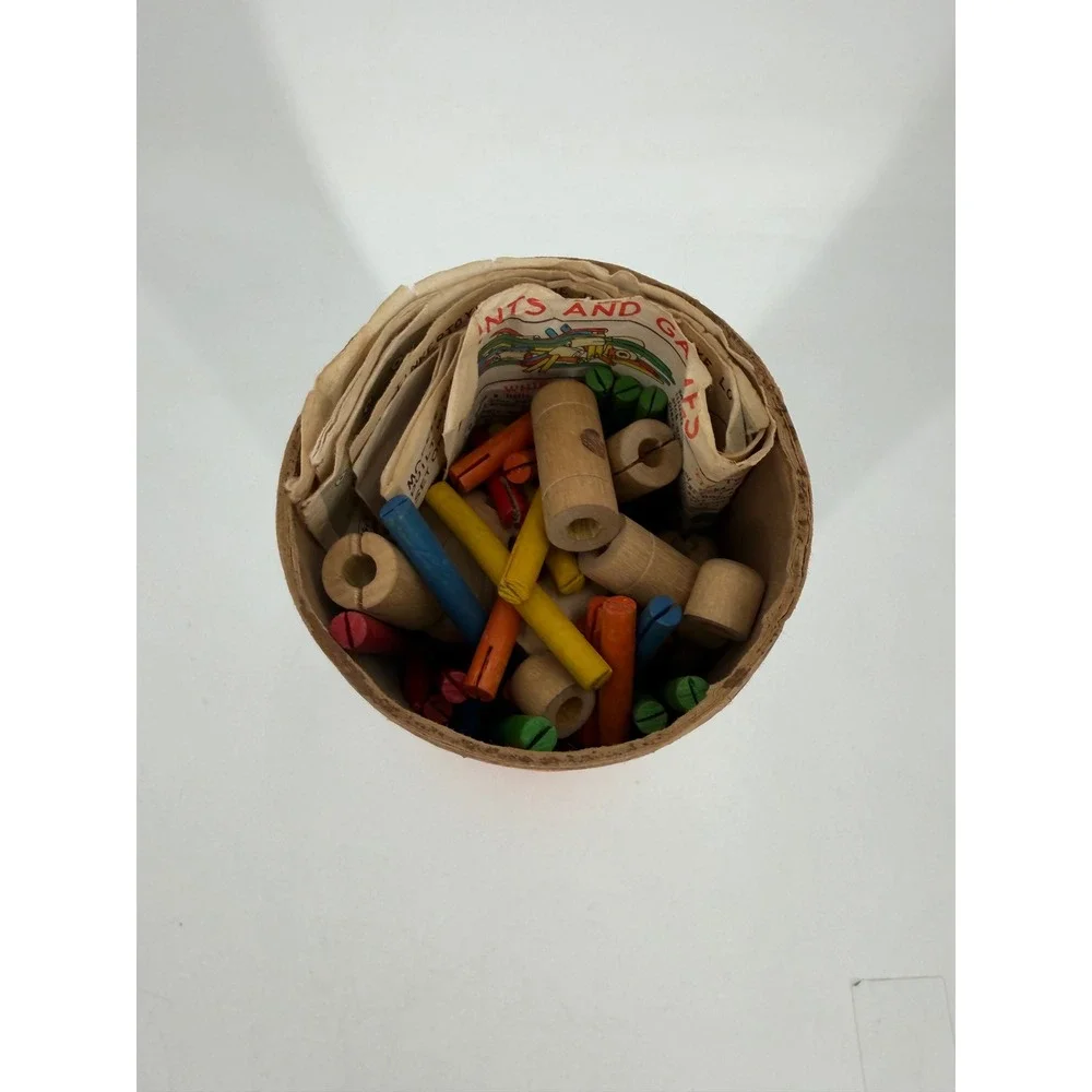 Spalding Tinkertoy Building Set Unisex OS Multi Color Vintage Wood Toycore